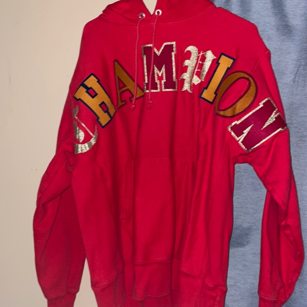 Red Champion Embroidered Hoodie